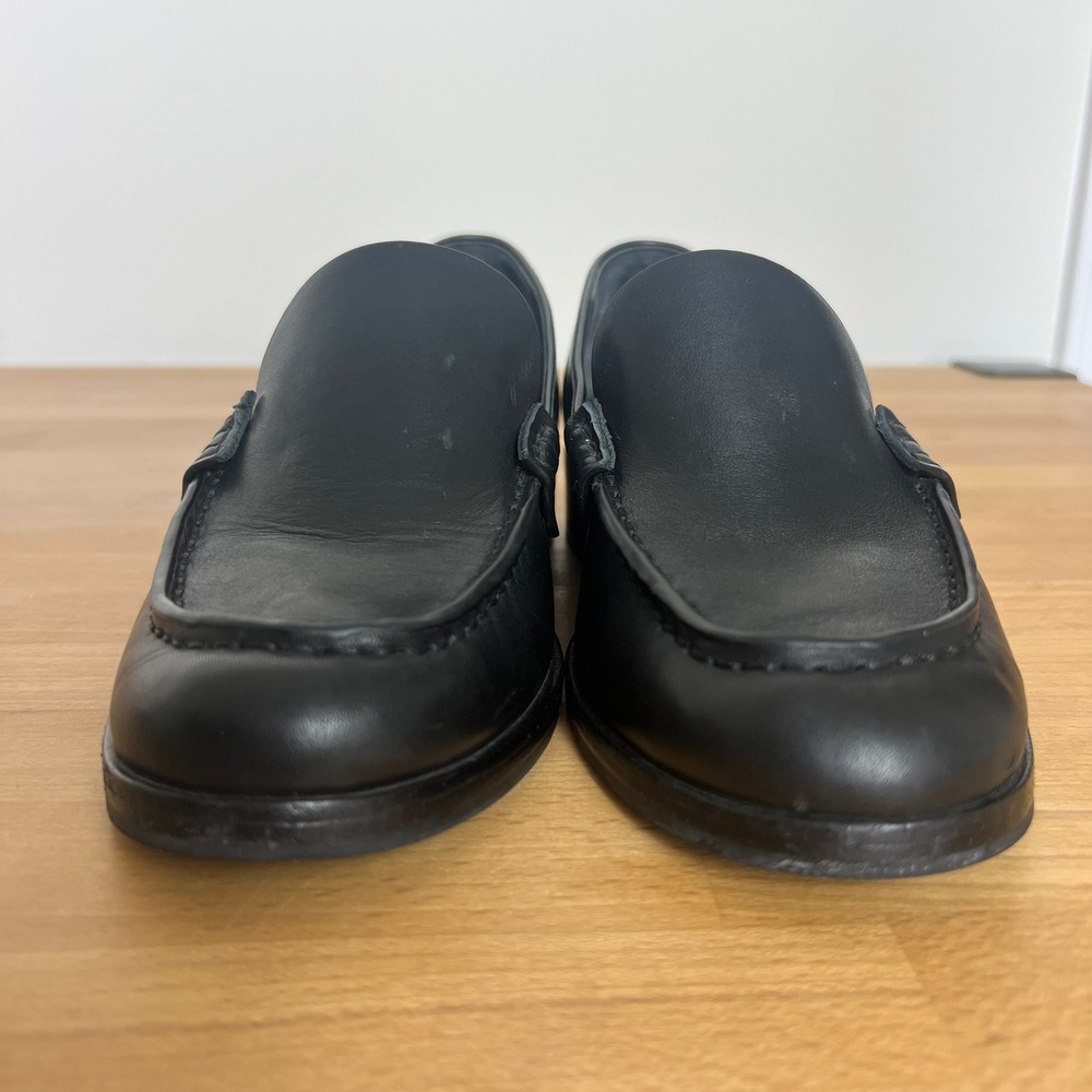Rag‎ & Bone Black Leather Penny Loafers Women Size 37.5 Classic Slip On Shoes - Picture 2 of 12